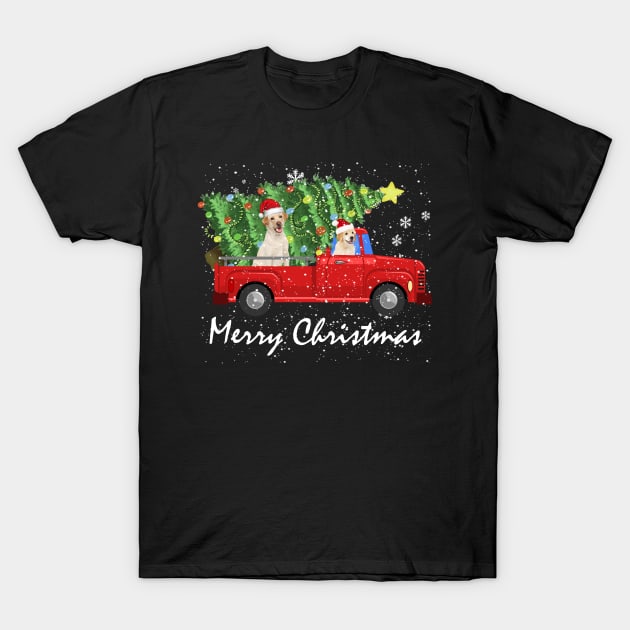 Nova Scotia Duck Tolling Retriever Rides Car Red Truck Christmas Tree T-Shirt by nakos